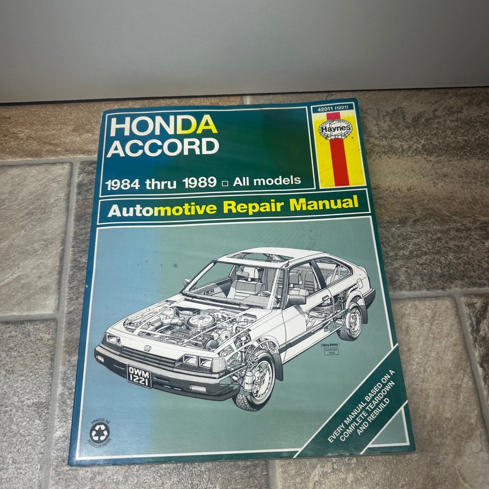 Haynes Honda Accord 1984-1989 Automotive Repair Manual 42011 1221 DIY Service